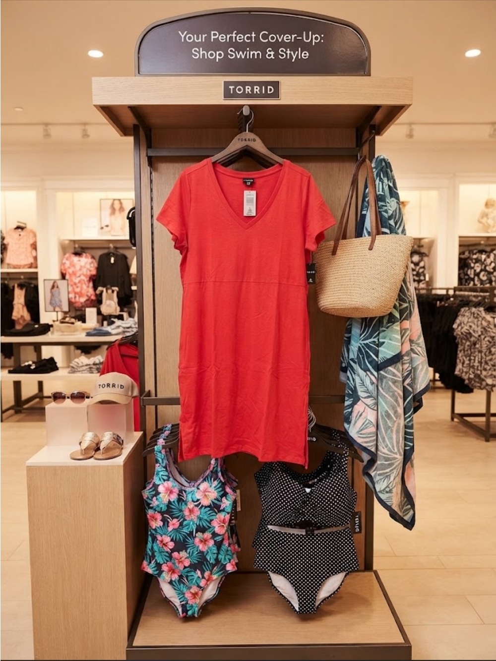 torrid NWT Coral-Red V-Neck Swim Cover-Up Dress